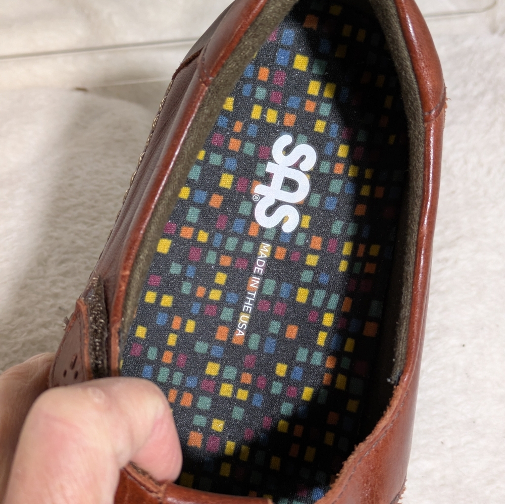 Women’s‎ SAS “Willow” Walnut T-Strap Leather Loafers, Comfortable, Sz 8WW - Picture 7 of 8